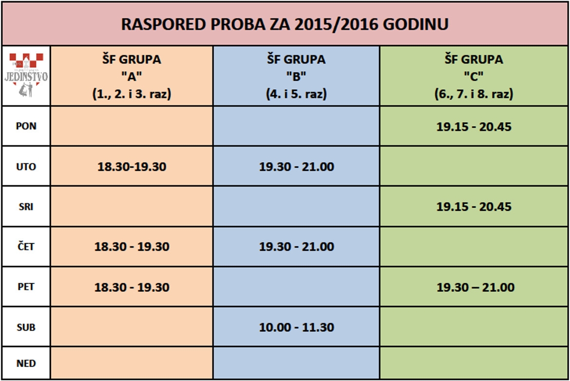 Raspored proba škole folklora + video!
